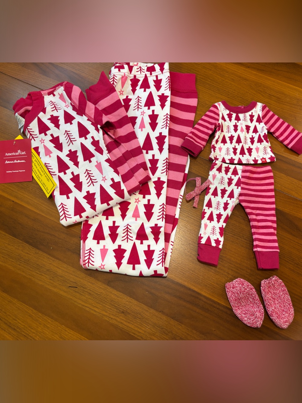 American Girl + Hanna Andersson matching girl/doll pajama set, new, size 12